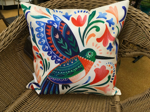Hummingbirds Boho Friends 18" Interchangeable Pillow Cover