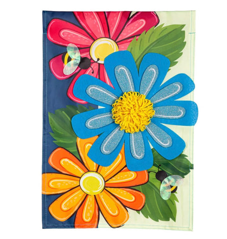 Spring Floral Applique Garden Flag