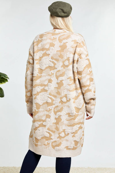 Multi Cream Taupe open Cardigan Plus