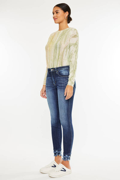 Kan Can fray hem dark jean