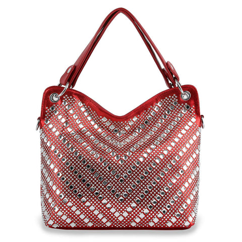 Red Chevron Rhinestone Handbag