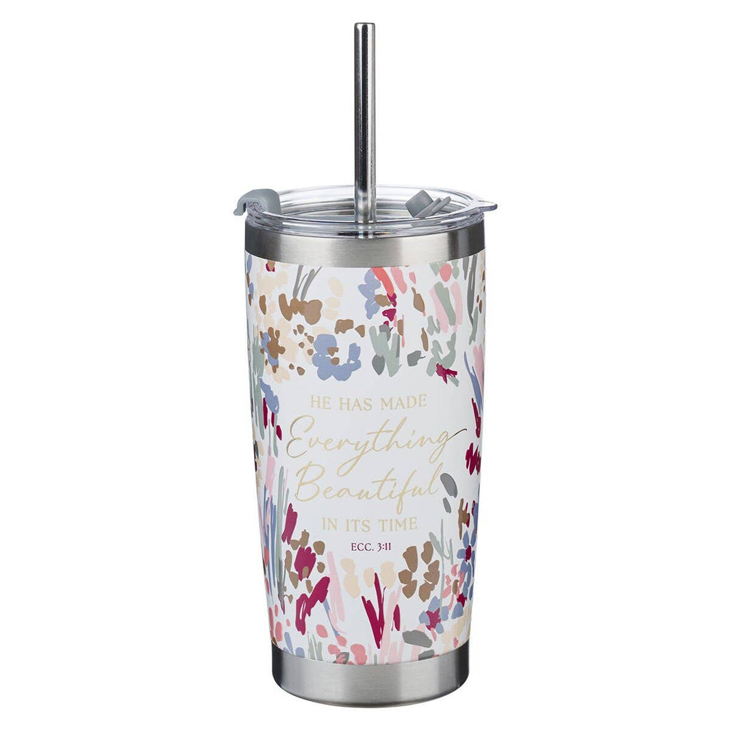 Floral Everything Beautiful Ecc. 3:11 Tumbler Travel cup