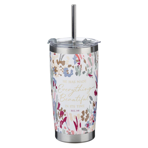 Floral Everything Beautiful Ecc. 3:11 Tumbler Travel cup