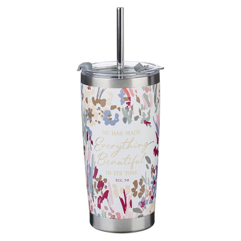 Floral Everything Beautiful Ecc. 3:11 Tumbler Travel cup
