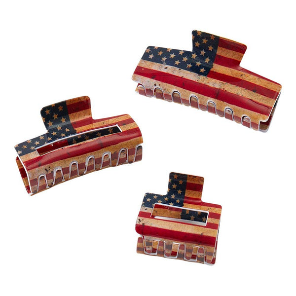 Vintage American USA Flag Hair Claw Clip