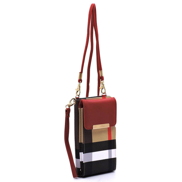 RED Tartan Plaid Wallet Crossbody