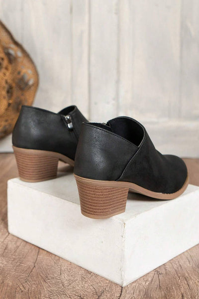 Black side zipper Suede Ankle Boots
