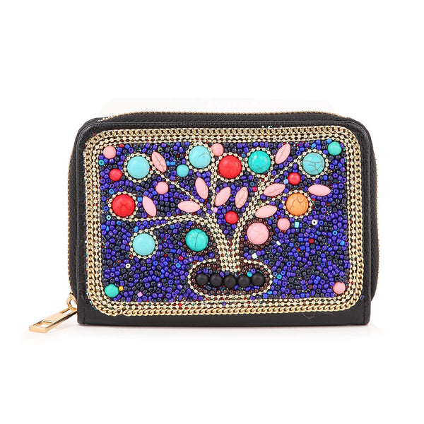 Multi Bead And Stone Petite Wallet
