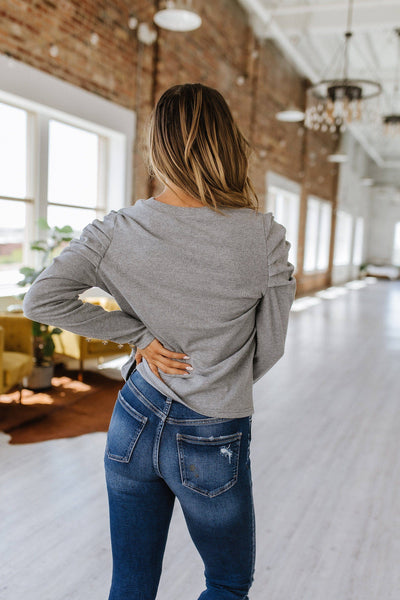 Gray Puff Sleeve Top