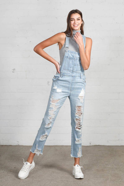 Insane Gene Distressed Raw Hem Jean Overalls