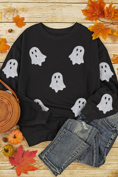 Glitter Ghost Halloween Sweatshirt