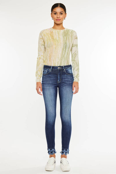Kan Can fray hem dark jean