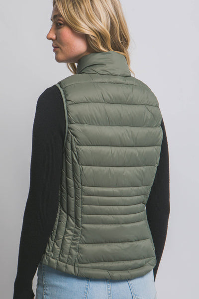 Green Lightweight Down Packable Puffer Vest