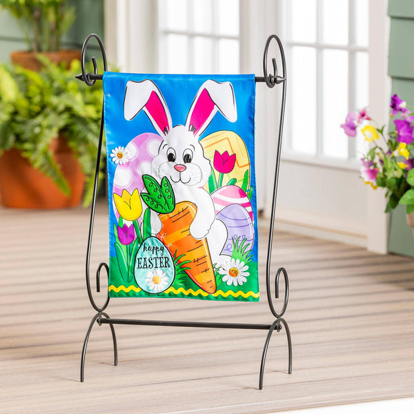Happy Easter Bunny and Carrot Applique Garden Flag
