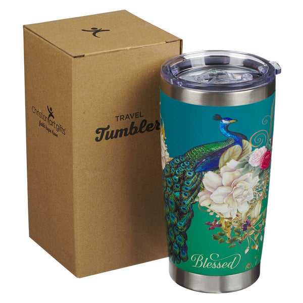 Blue Peacock Blessed Tumbler SS Mug