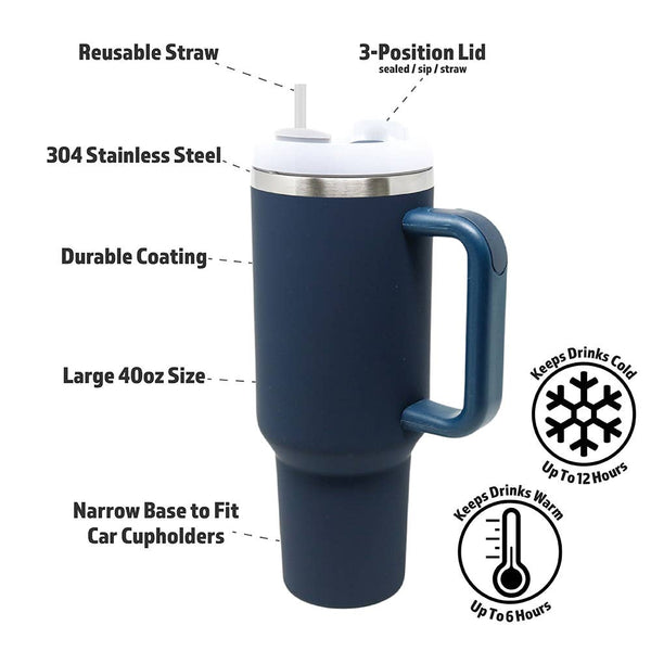 Dark Blue 40 oz Oversized Insulated Tumbler