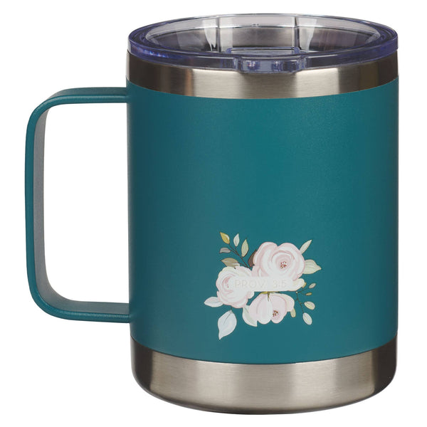 Teal Stainless mug w/lid Trust in the Lord Prov. 3:5