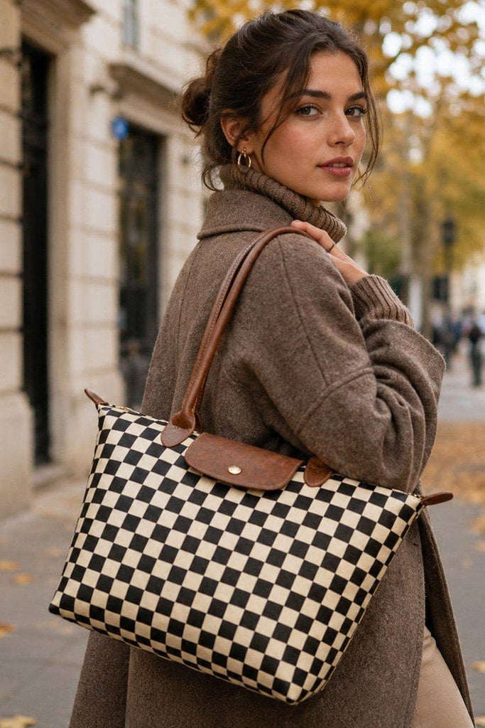 Checkered Resizable Tote Bag