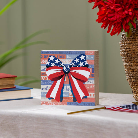 American Patriotic Classic Stars & Stripes Wood Sign Plock