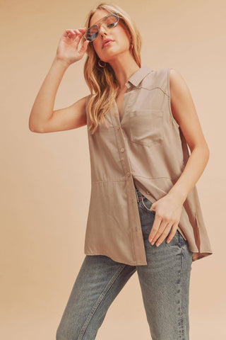 Light Brown Oat Sleeveless Top