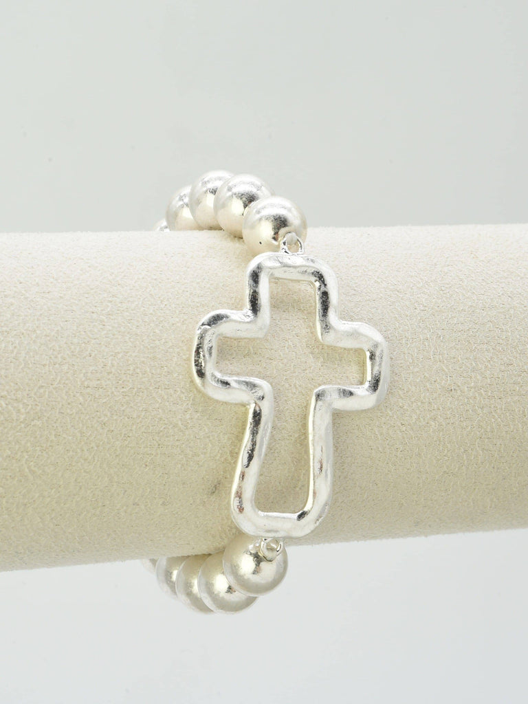 Silver Cross Stretch Bracelet