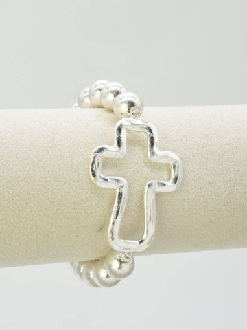 Silver Cross Stretch Bracelet