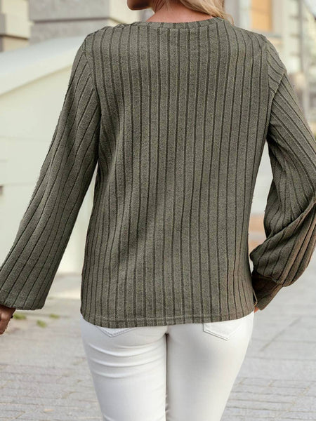 Leopard Print Rib Textured Knit Top