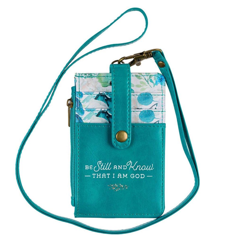 ID Card Holder wallet Teal Floral Be Still & Know