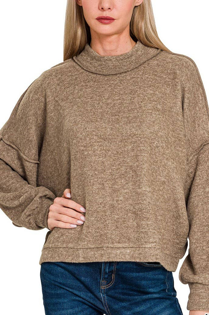 Mocha Brushed Melange Hacci Sweater