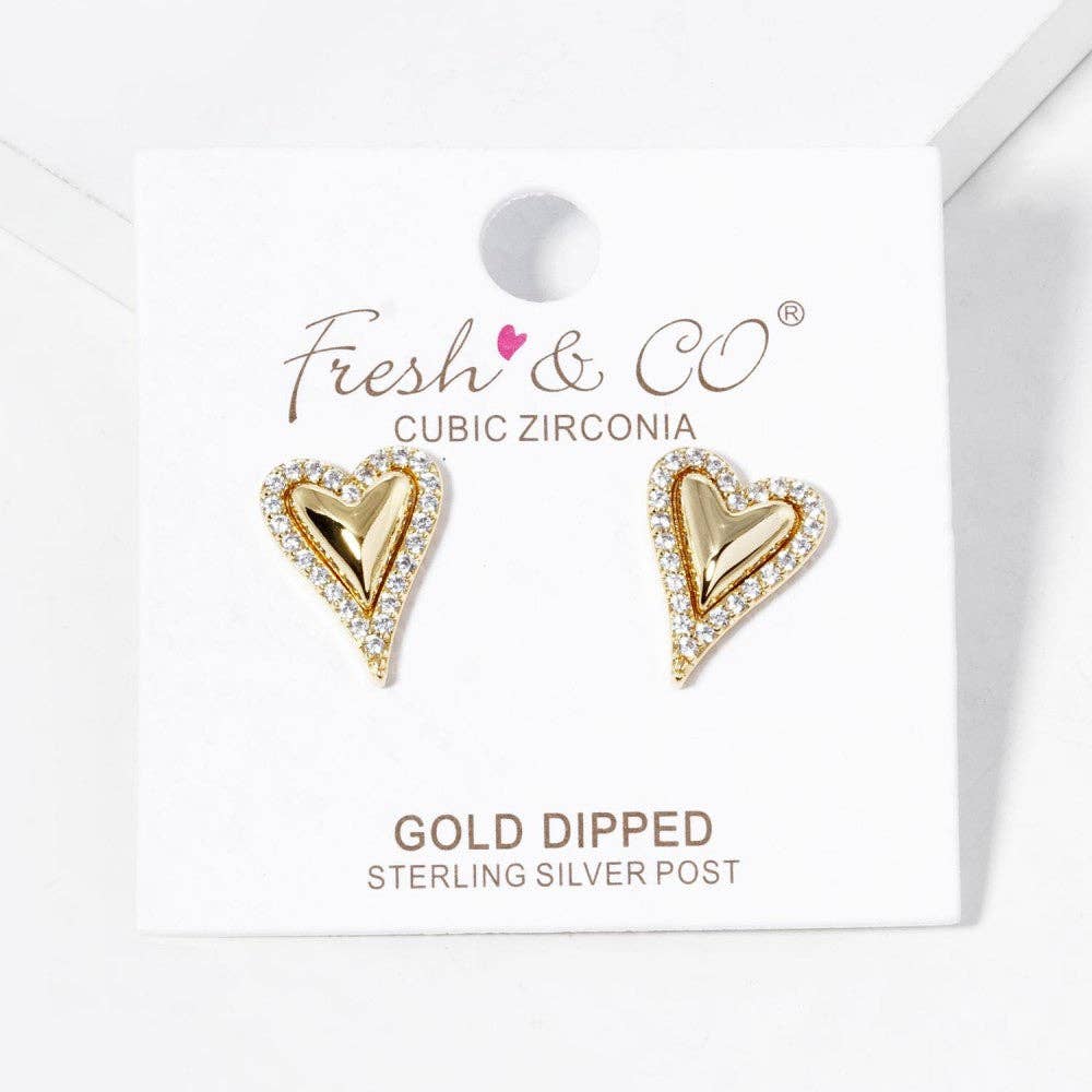 Heart Gold CZ Earrings