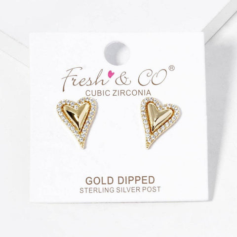 Heart Gold CZ Earrings