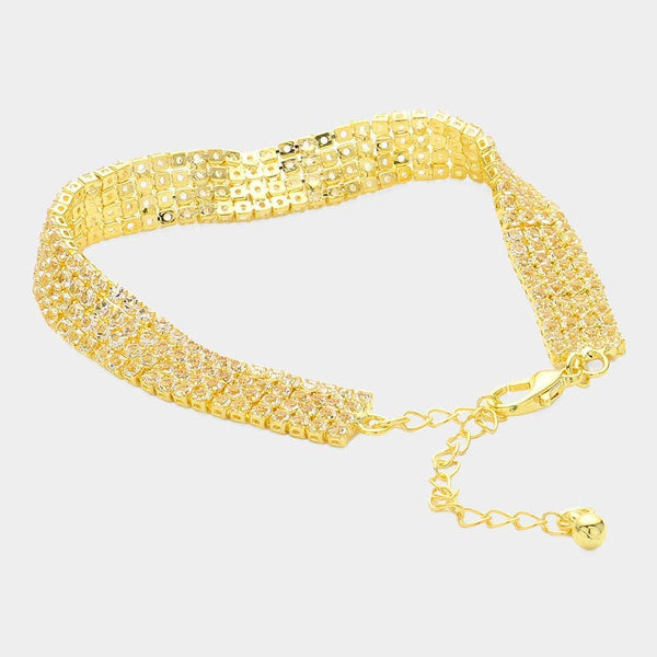CZ Stone Embellished Tennis Evening Bracelet
