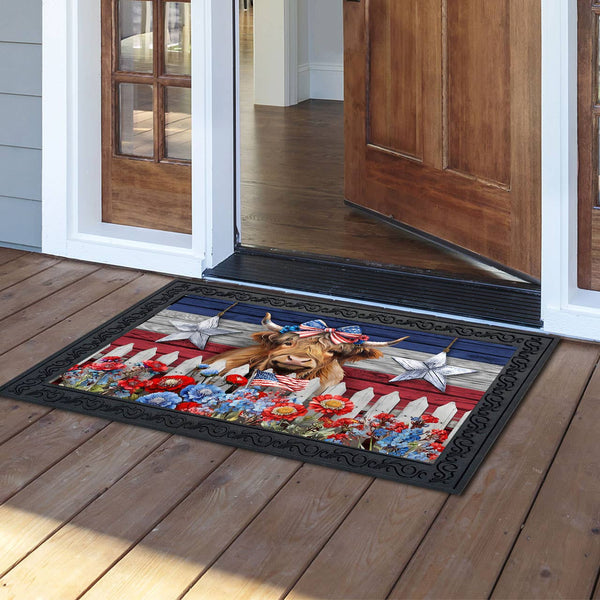 Patriotic Highland Cow Doormat
