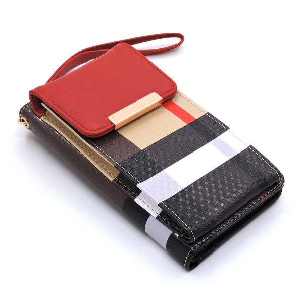 RED Tartan Plaid Wallet Crossbody
