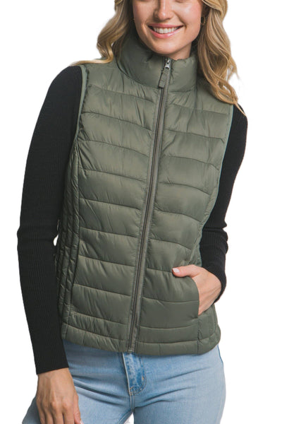 Green Lightweight Down Packable Puffer Vest