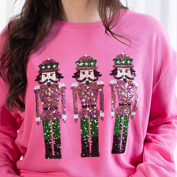 Pink Nutcracker March Sequin Sweatshirt