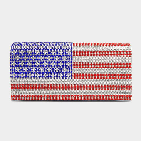 American USA Flag Rhinestone Crossbody Bag