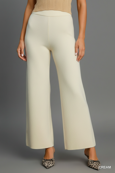 Cream Soft Knit Sweater Pants