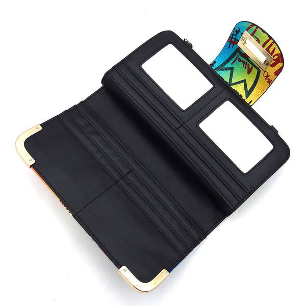 Black Multi Religious Graffiti Crossbody Wallet