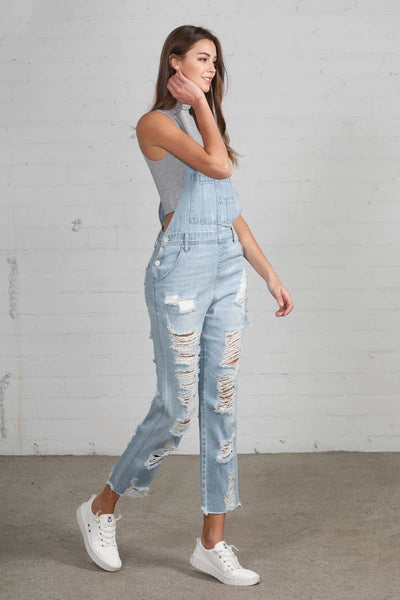 Insane Gene Distressed Raw Hem Jean Overalls