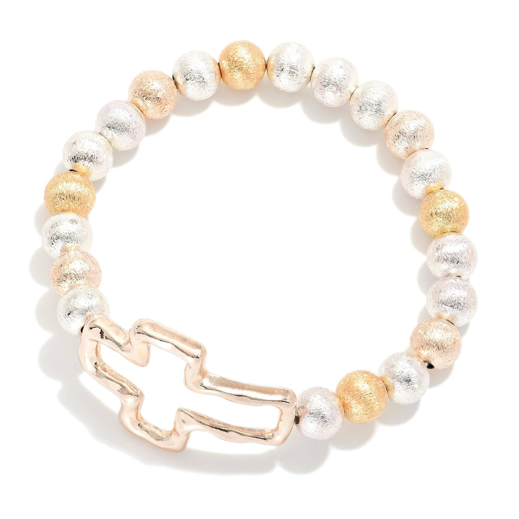 Gold Silver Cross stretch Bracelet