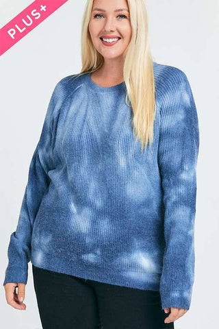 Blue Tie Dye Sweater Plus