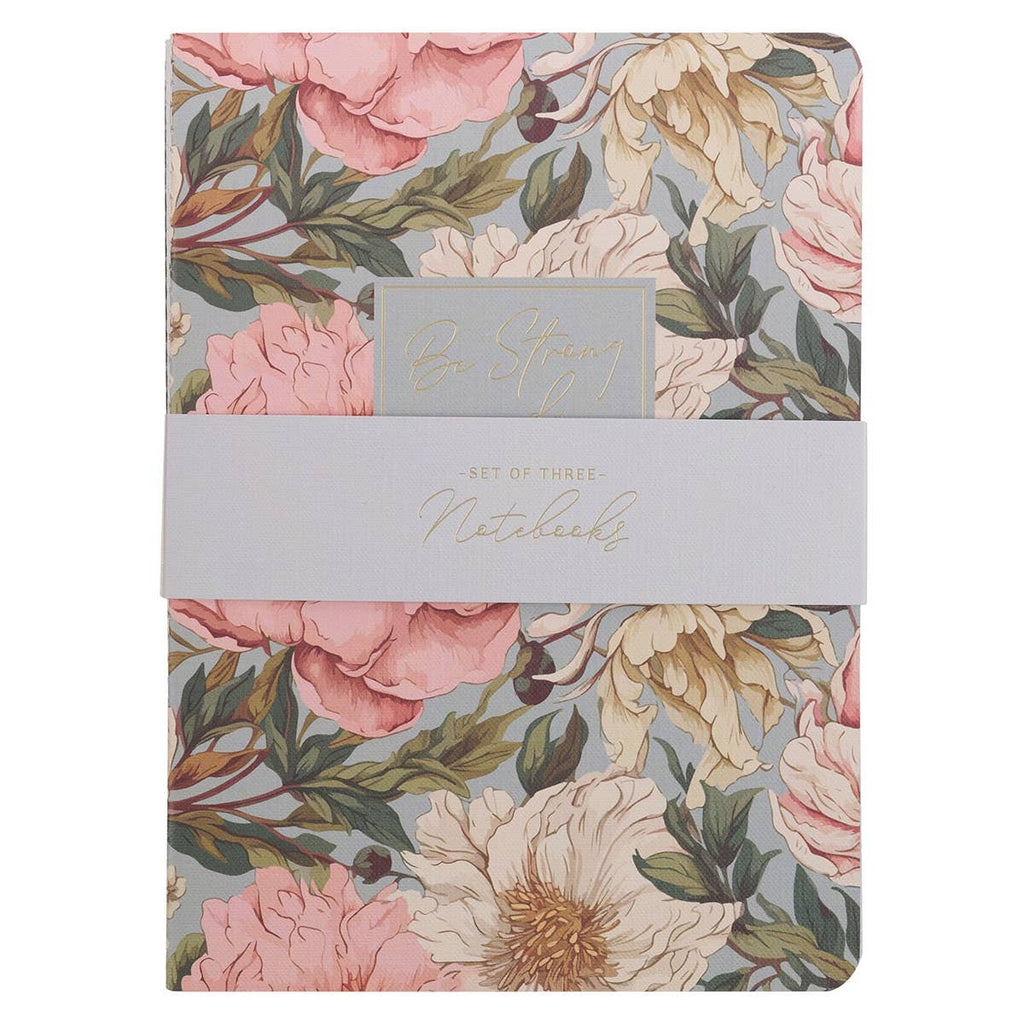 Notebook Set 3pc Strong & Courageous Floral Josh 1:9