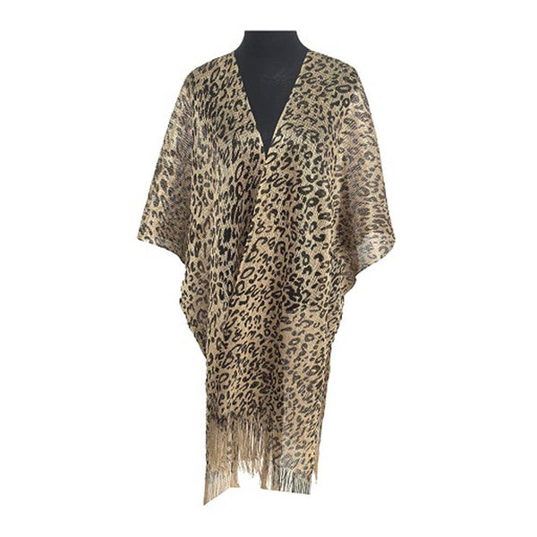 Sheer Leopard Pattern Fringe Kimono Cover Up