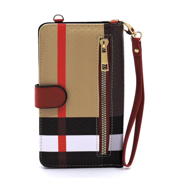 RED Tartan Plaid Wallet Crossbody