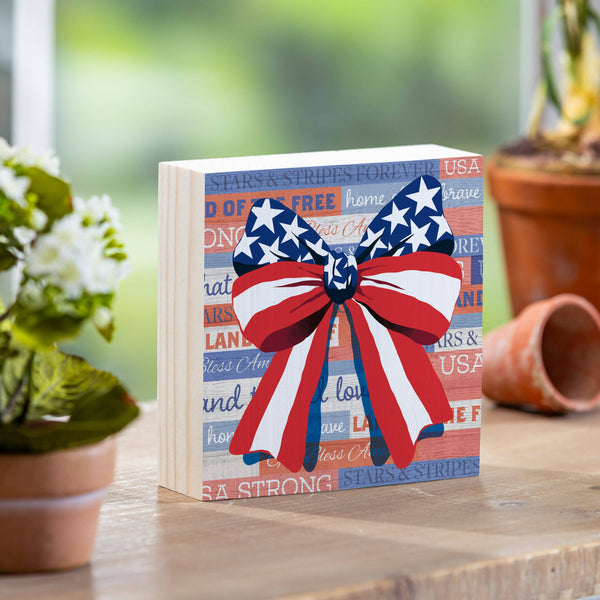 American Patriotic Classic Stars & Stripes Wood Sign Plock