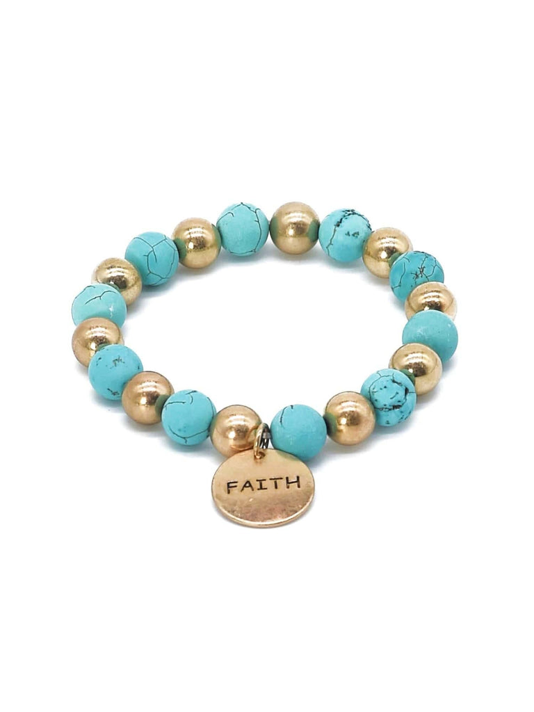 Turquoise Faith Charm Semi Precious Charm Bracelet