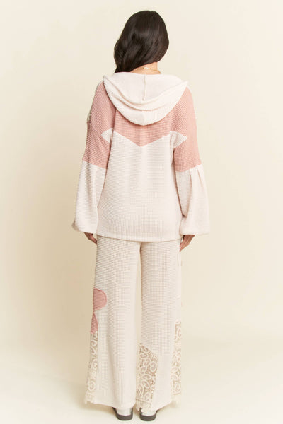 BEIGE PINK Knit wide leg pants