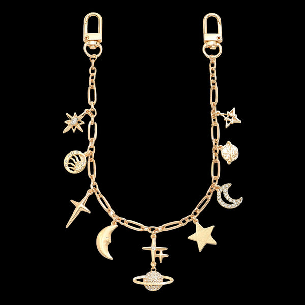 Gold tone Handbag Chain with Charms