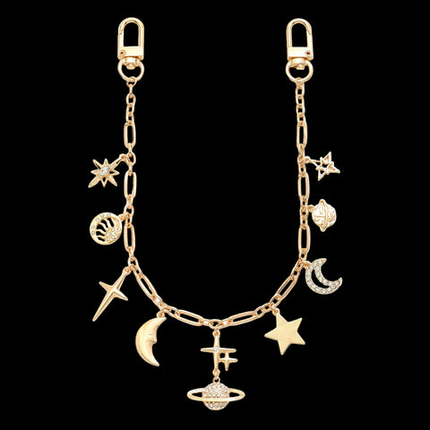 Gold tone Handbag Chain with Charms